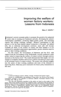 Improving the welfare of women factory workers: lessons from Indonesia