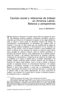 Cambio social y relaciones de trabajo en América Latina: balance y perspectivas