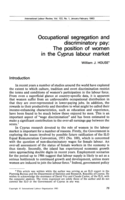 Occupational segregation and discrimination pay: the position of women in the Cyprus labour market