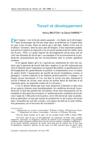 Travail et développement
