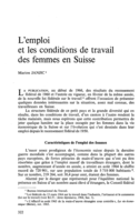 L'emploi et les conditions de travail des femmes en Suisse