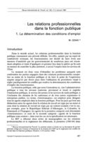 Les relations professionnelles dans la fonction publique: 1, La détermination des conditions d'emploi