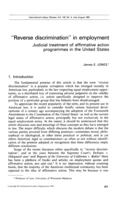 "Reverse discrimination in employment": judicial treatment of affirmative action programmes in the United States