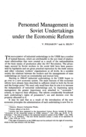 Personnel management in soviet undertakings under the economic reform