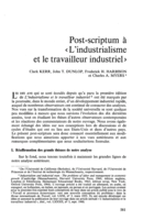 Post scriptum à «l'industrialisme et le travailleur industriel»