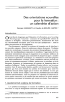 Des orientations nouvelles pour la formation: un calendrier d'action