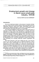 Employment growth and change in Sierra Leone small-scale industry: 1974-80