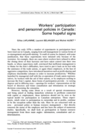 Workers' participation and personnel policies in Canada: some hopeful signs