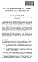 The new Commonwealth of Australia conciliation and arbitration act