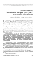 L'industrialisation, l'emploi et les gains de 1950 à 1987: une enquête internationale