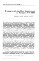 Croissance et répartition des revenus en Malaisie: 1970-1990