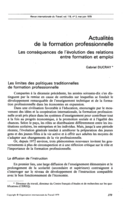 Actualités de la formation professionnelle: les conséquences de l'évolution des relations entre formation et emploi