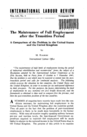 The maintenance of full employment after the transition period: a comparison of the problem in the United States and the United Kingdom