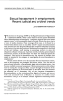 Sexual harassment in employment: recent judicial and arbitral trends