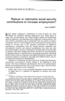 Reduce or rationalize social security contributions to increase employment?