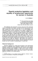 Special protective legislation and equality of employment opportunity for women in Australia
