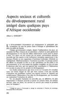 Aspects sociaux et culturels du développement rural intégré dans les pays d'Afrique occidentale