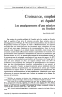 Croissance, emploi et équité: les enseignements d'une mission au Soudan