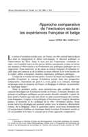 Approche comparative de l'exclusion sociale: les expériences française et belge