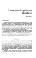 L'évolution des politiques des salaires