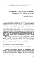 Women and working conditions: prospects for improvement?