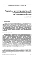 Regulations governing social security for persons moving within the European community