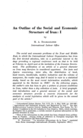 An outline of the social and economic structure of Iran: I