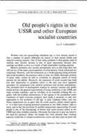 Old people's rights in the USSR and other European socialist countries