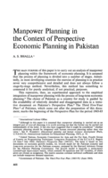 Manpower planning in the context of perspective economic planning in Pakistan