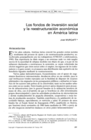 Los fondos de inversión social y la reestructuración económica de América latina