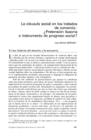 La cláusula social en los tratados de comercio: ¿pretensión ilusoria o instrumento de progreso social?