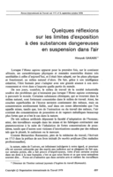 Quelques réflexions sur les limites d'exposition à des substances dangereuses en suspension dans l'air
