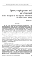 Space, employment and development: some thoughts on the regional dimension of employment policy
