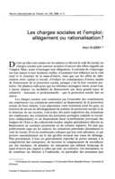 Les charges sociales et l'emploi: allégement ou rationalisation?