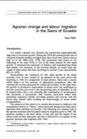 Agrarian change and labour migration in the Sierra of Ecuador