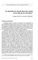 La sécurité du travail dans les mines et le rôle de la formation