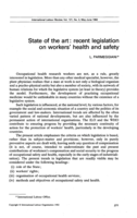 State of the art: recent legislation on workers' health and safety