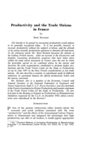 Productivity and the trade unions in France
