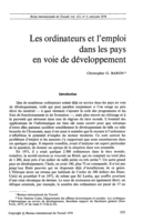 Les ordinateurs et l'emploi dans les pays en voie de développement