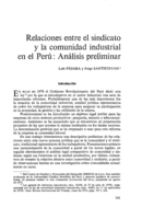 Relaciones entre el sindicato y la comunidad industrial en el Perú: análisis preliminar