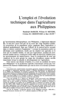 L'emploi et l'évolution technique dans l'agriculture aux Philippines