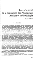 Taux d'activité de la population des Philippines: analyse et méthodologie
