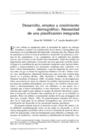 Desarrollo, empleo y crecimiento demográfico: necesidad de una planificación integrada