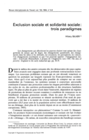 Exclusion sociale et solidarité sociale: trois paradigmes