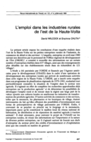 L'emploi dans les industries rurales de l'est de la Haute-Volta