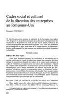 Cadres social et culturel de la direction des entreprises au Royaume-Uni