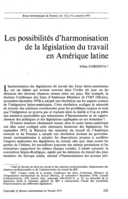 Les possibilités d'harmonisation de la législation du travail en Amérique latine