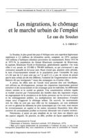 Les migrations, le chômage et le marché urbain de l'emploi: le cas du Soudan