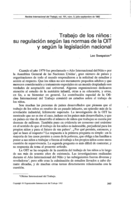 Trabajo de los niños: su regulación según las normas de la OIT y según la legislación nacional
