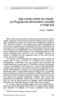 Des vivres contre du travail: le programme alimentaire mondial a vingt ans